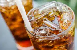 Coke and ice in glass
