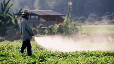 man spraying roundup on fields