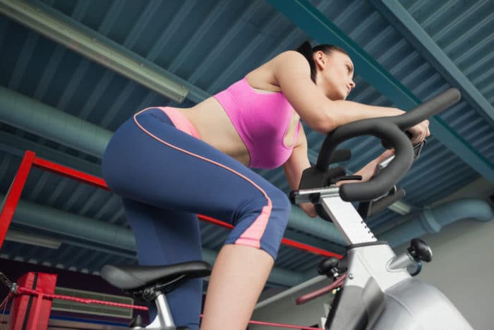 woman on peloton bike