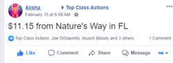 Nature's Way settlement checks