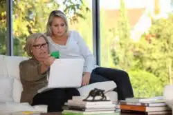 Woman and her mom online shopping