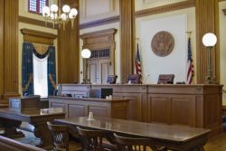 vacant courtroom due to the coronavirus