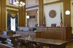vacant courtroom due to the coronavirus