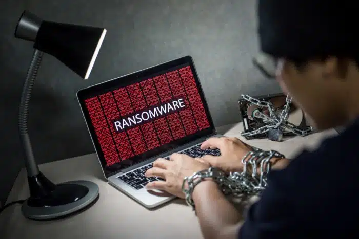 hacker setting up ransomware attack