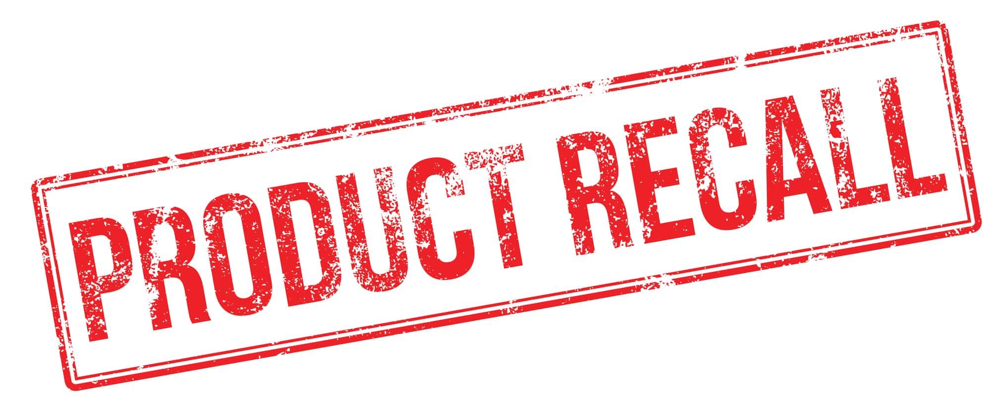 Product recall stamp regarding the hazardous consumer product recalls issued by Health Canada 