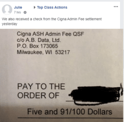 Cigna settlement check