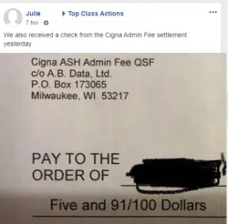 Cigna settlement check