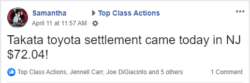 Takada toyoda settlements payment