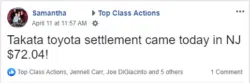 Takada toyoda settlements payment