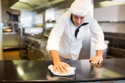 chef cleaning during a business interruption