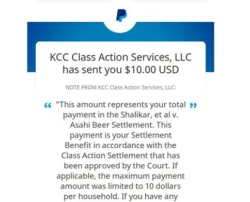 Asahi beer lawsuit payments