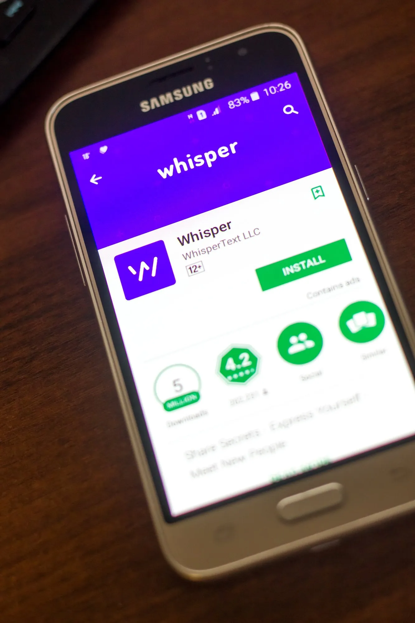 Whisper app on phone