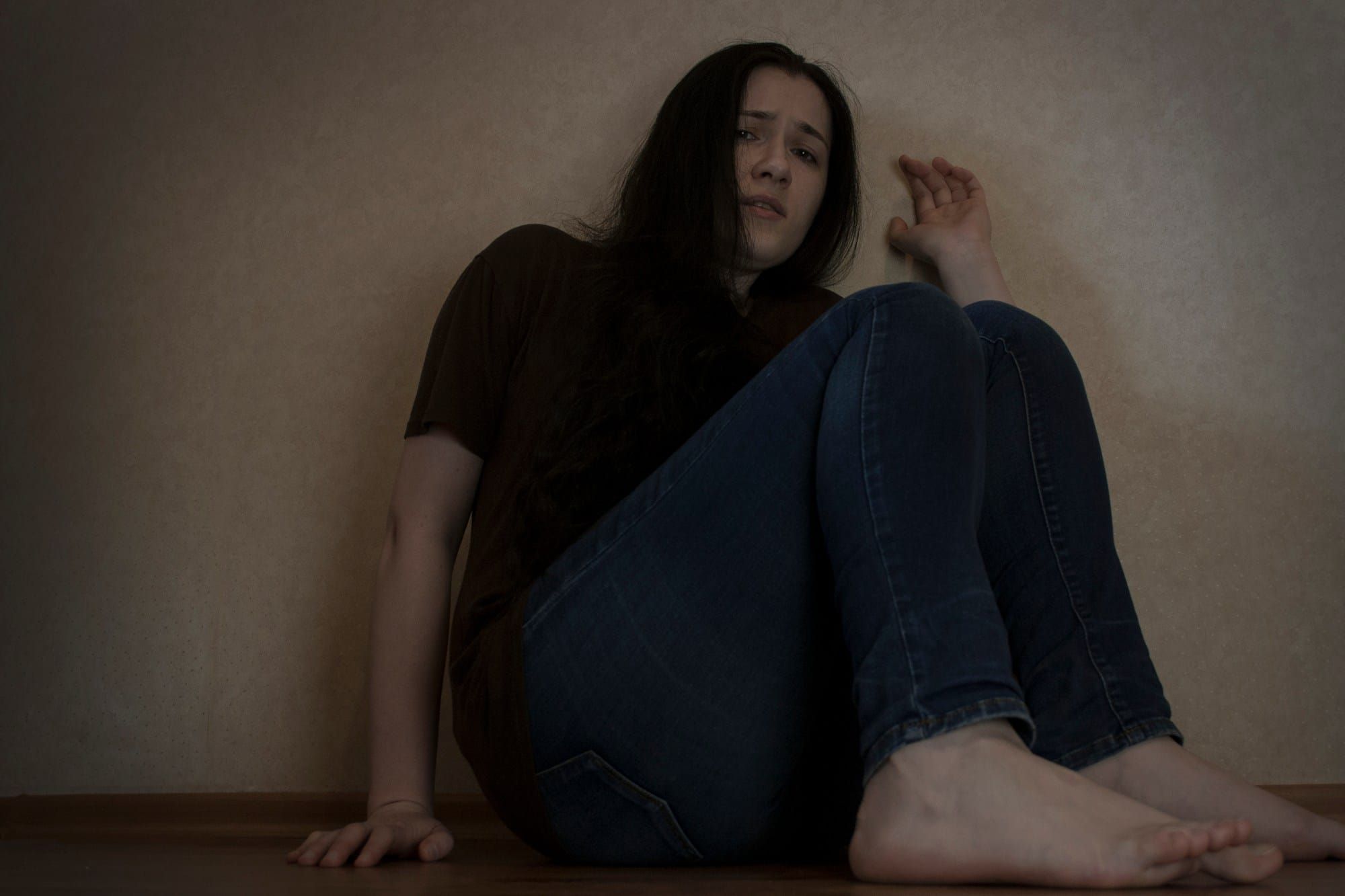 Frightened young woman