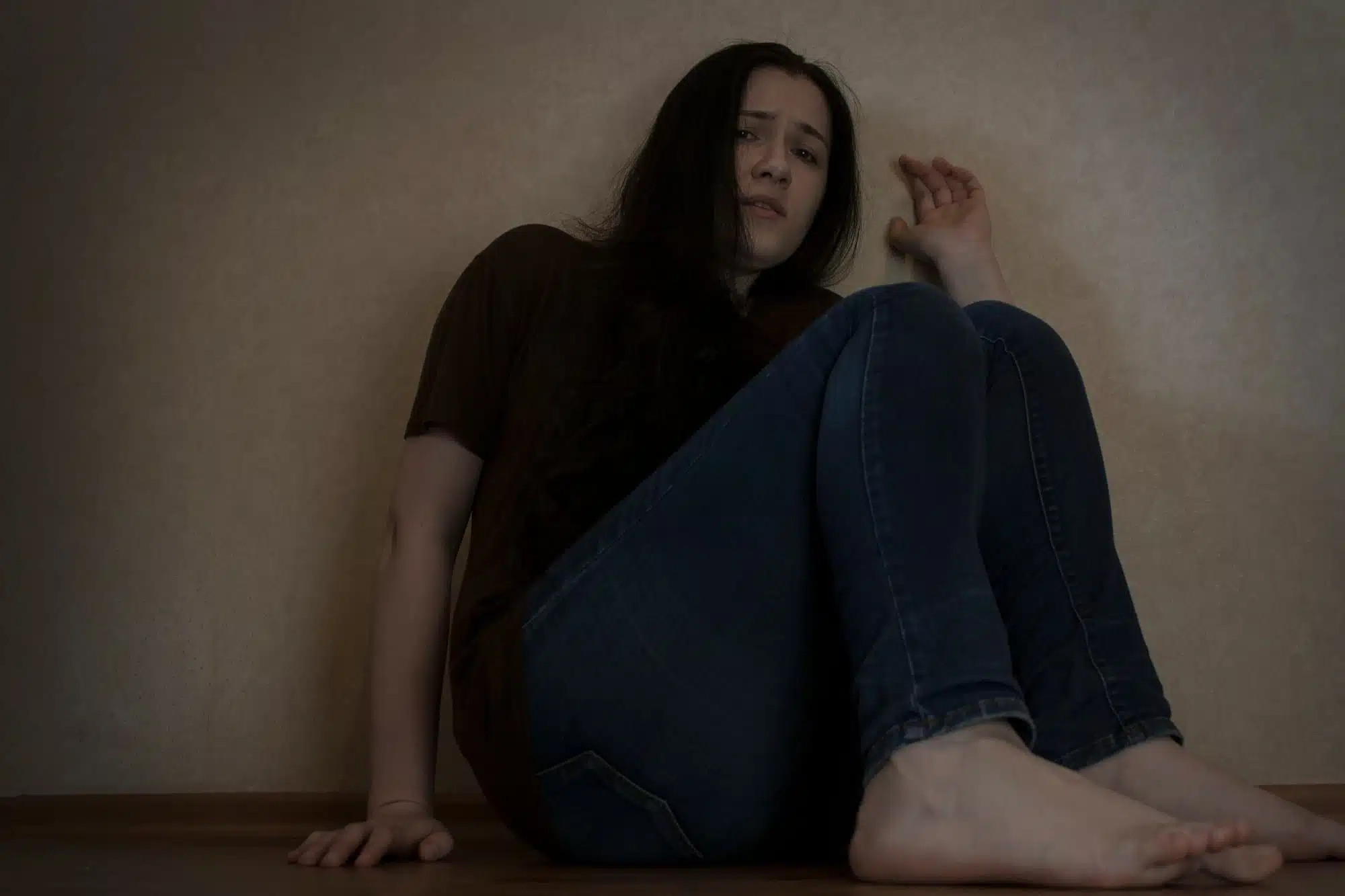 Frightened young woman