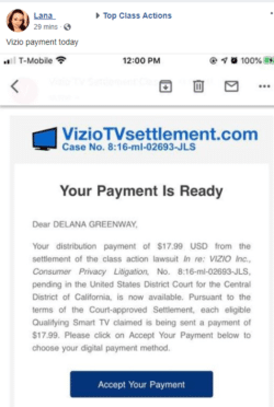 Vizio TCA Facebook Comment