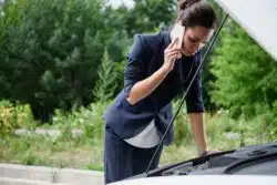 Broken down Toyota Prius hybrid car