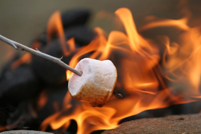 camp fire at a Maine campground