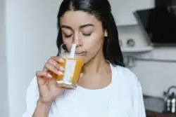 drinking Kern's Nectar Juice juice
