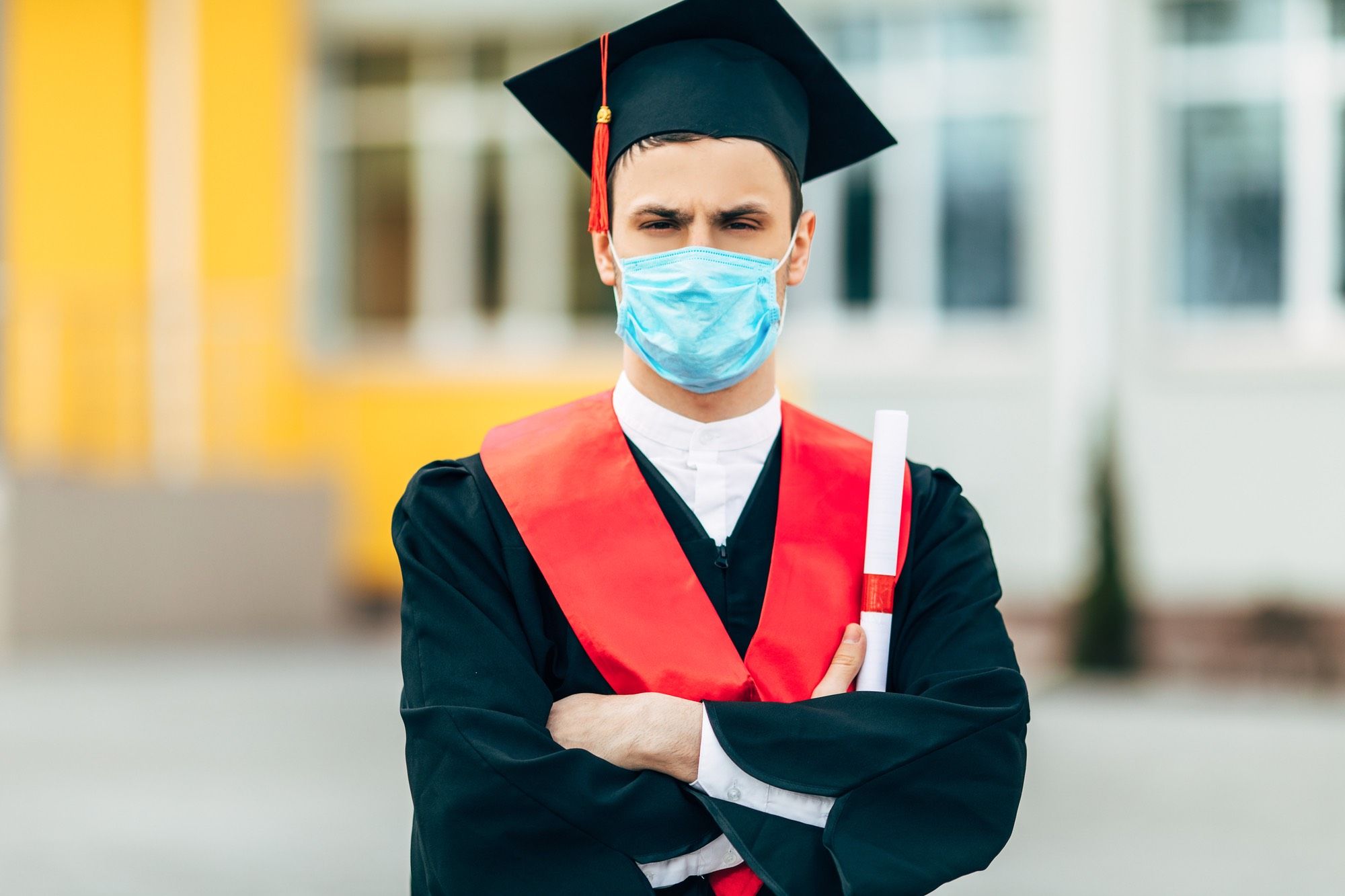 Northeastern University student with medical mask