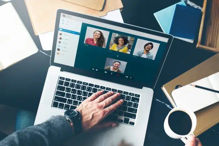 employees on zoom video conference