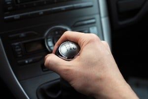 Hand on manual gear shift