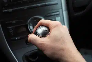 Hand on manual gear shift
