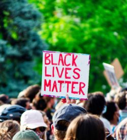 protestors saying black lives matter and against police brutality