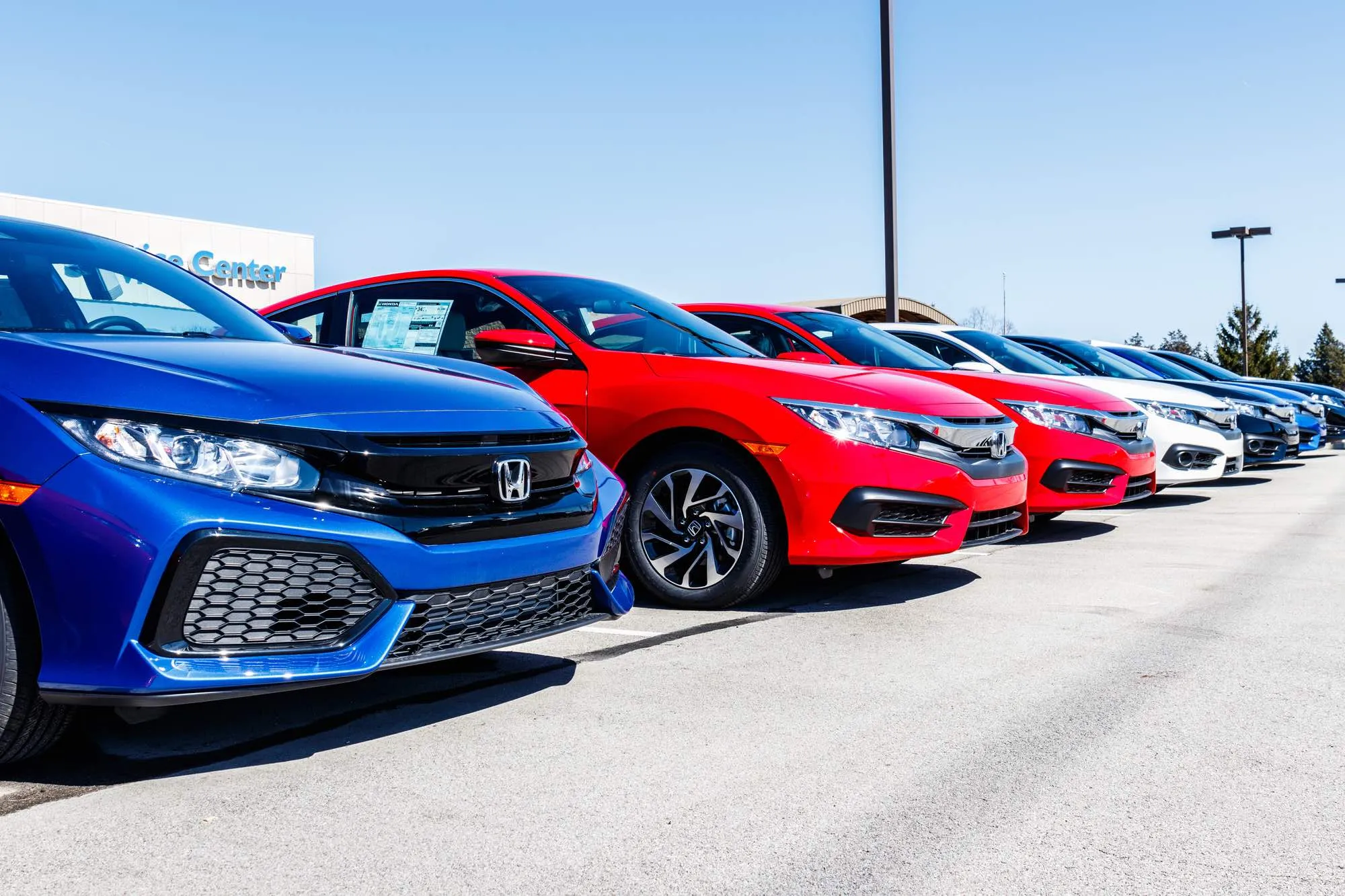 Honda cars in lot