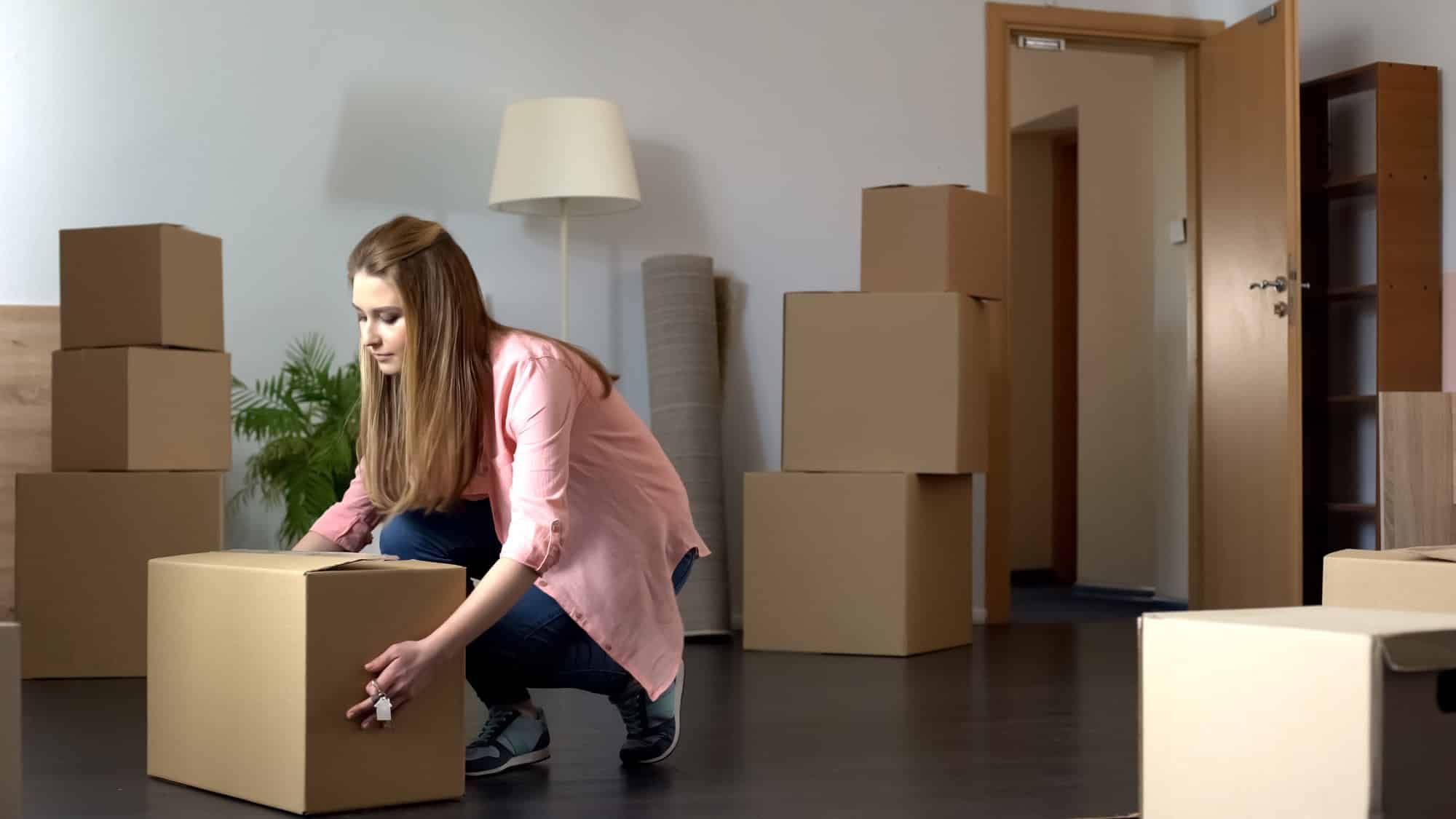 Packing boxes at ucf housing