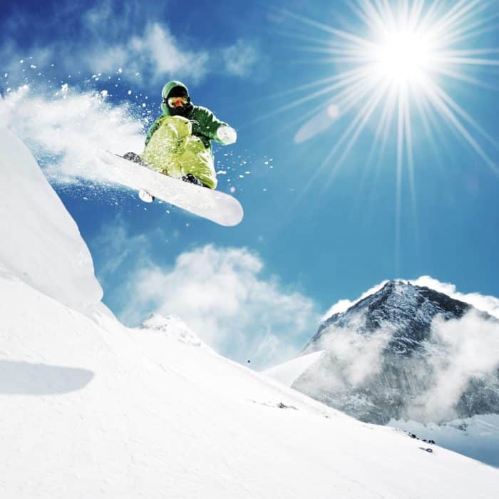 snowboarding at ski resort