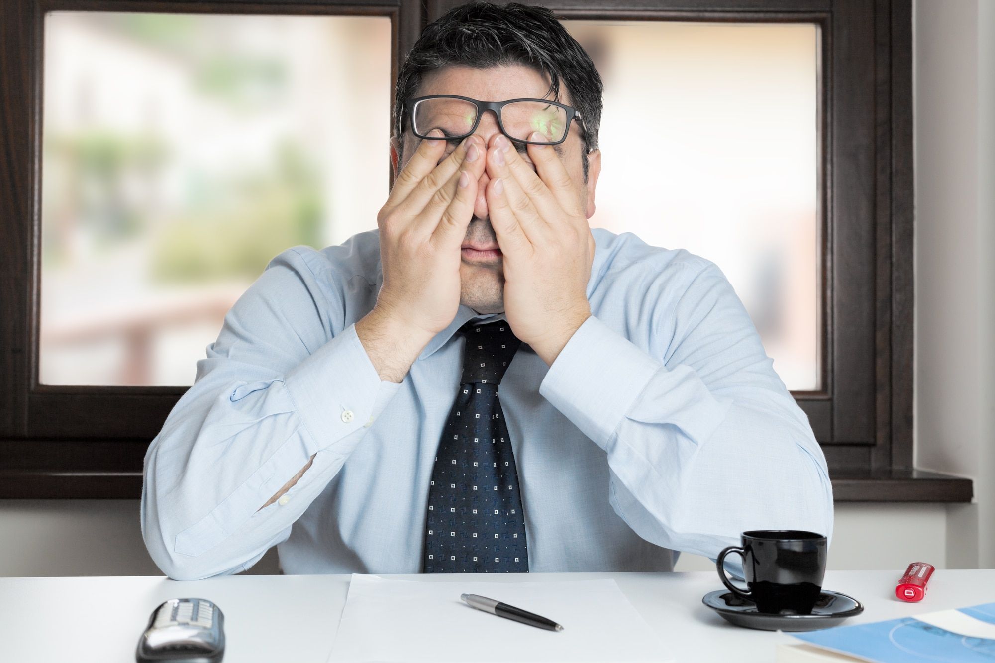 Stressed man because of Department of Education