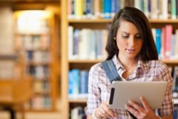 Female student in library