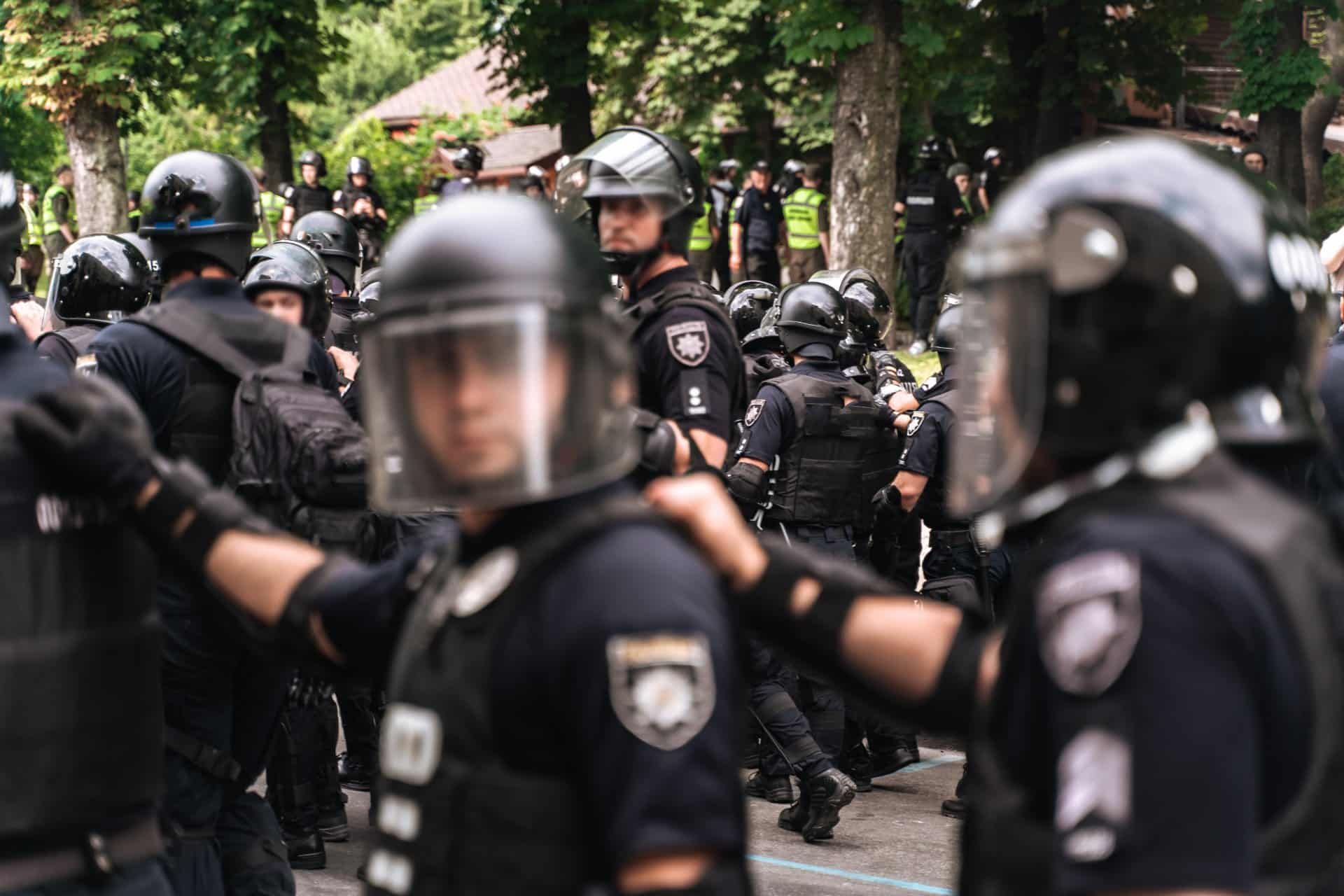 Police officers at protest