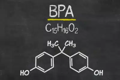 Graphic of BPA chemical compound on blackboard