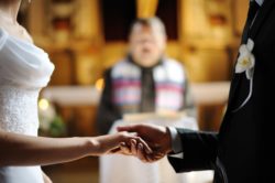 wedding ceremony in front of priest