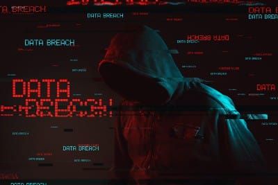 Data breach graphic of man in hood, digital info background - Wattpad