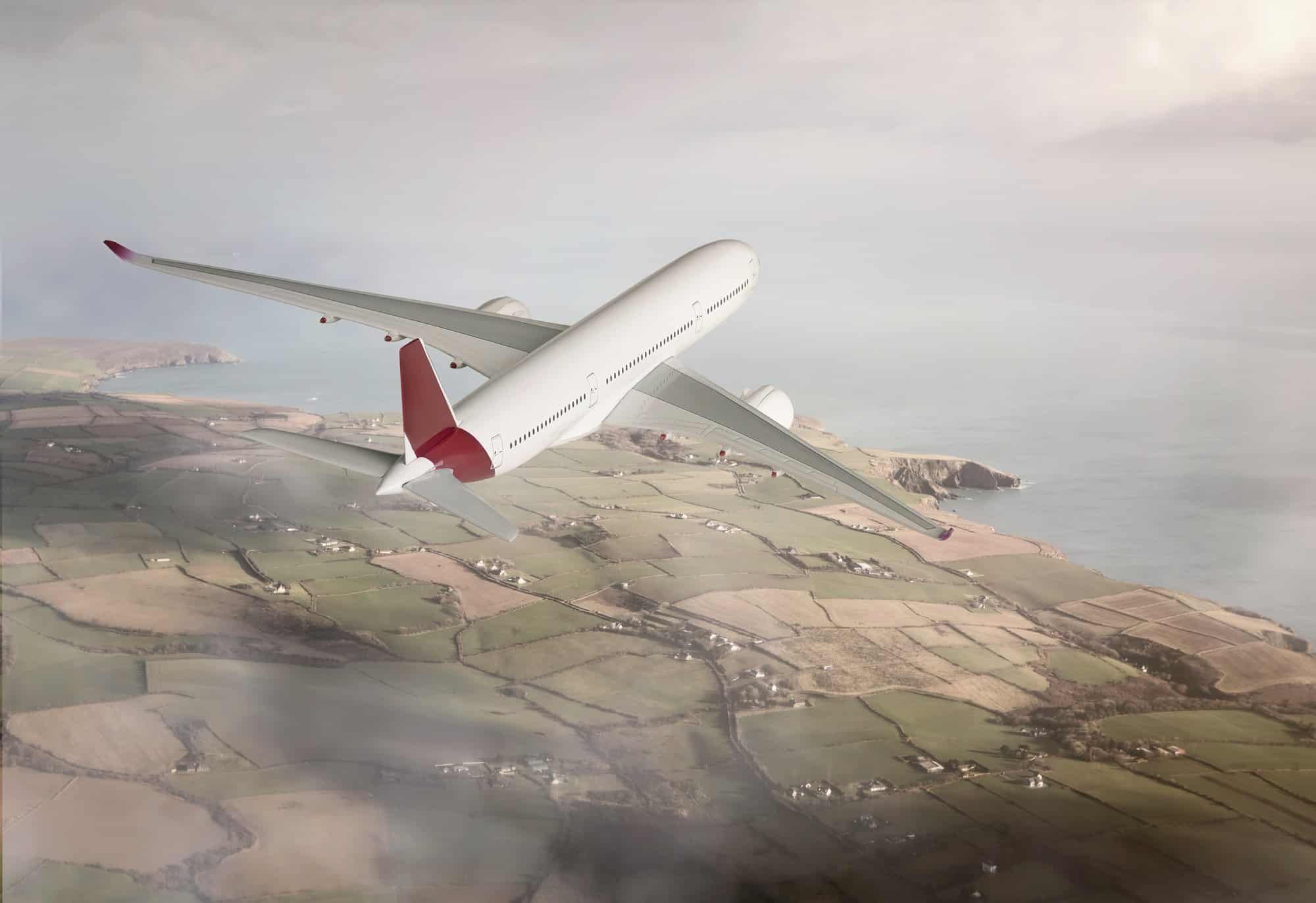 Aerial view of airplane in the sky