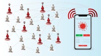 Graphic of how contact-tracing app would work - coronavirus tracker app
