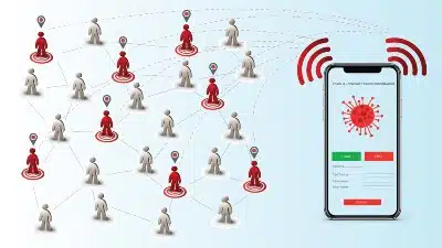 Graphic of how contact-tracing app would work - coronavirus tracker app