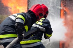 Firefighters on the job