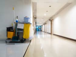 Cleaning cart carrying toxic chemicals