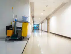Cleaning cart carrying toxic chemicals