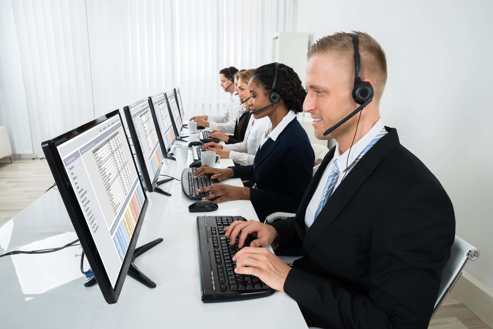 Telemarketers working in call center
