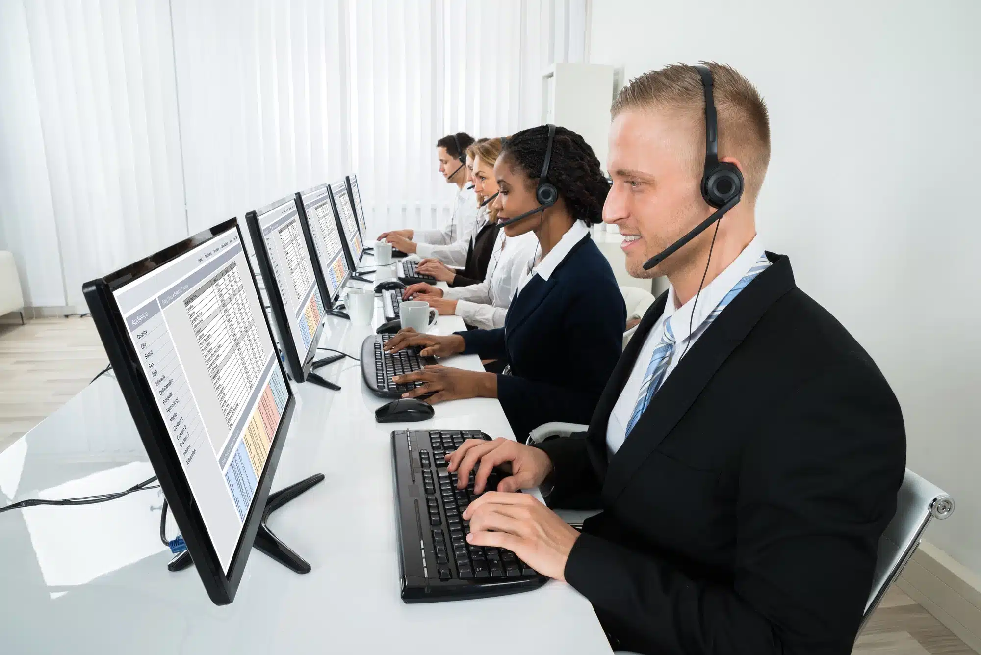 Telemarketers working in call center
