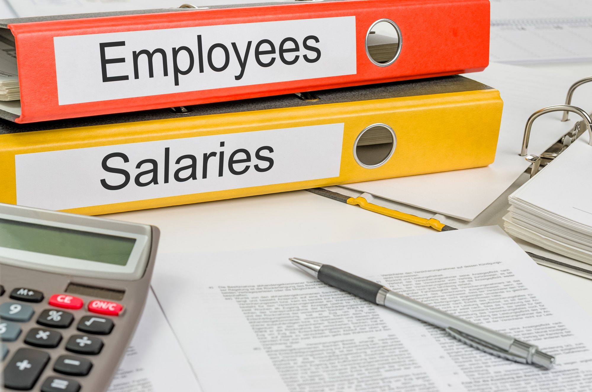 Bank salary documents in binders