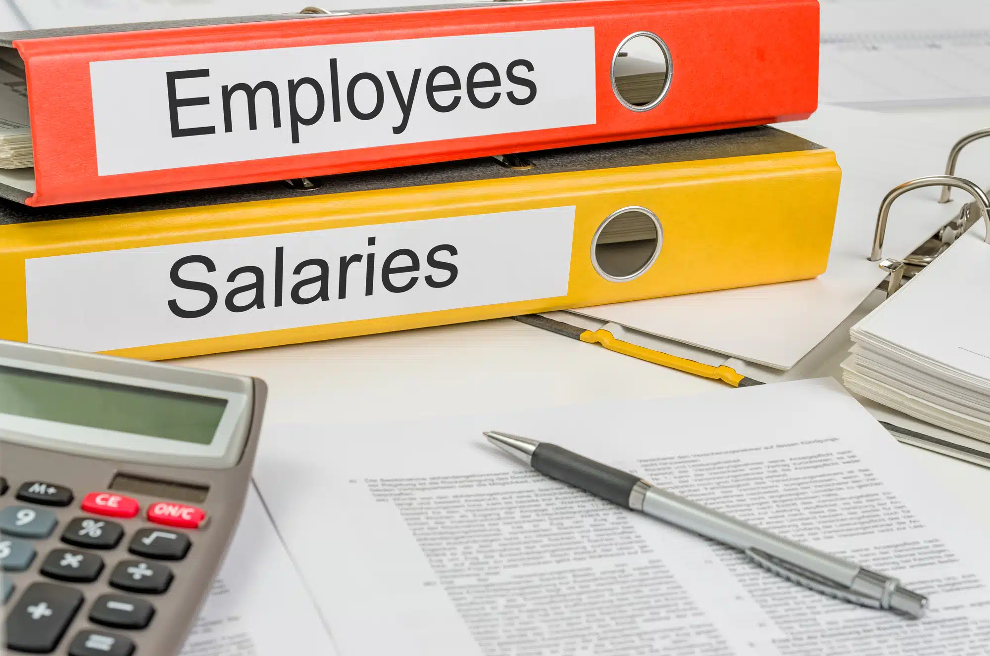 Bank salary documents in binders