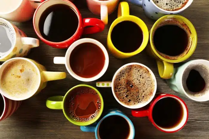 lots of cups of coffee lined up