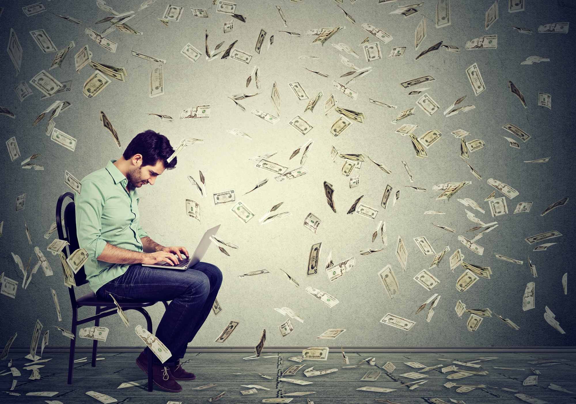 man collecting cash from settlement checks