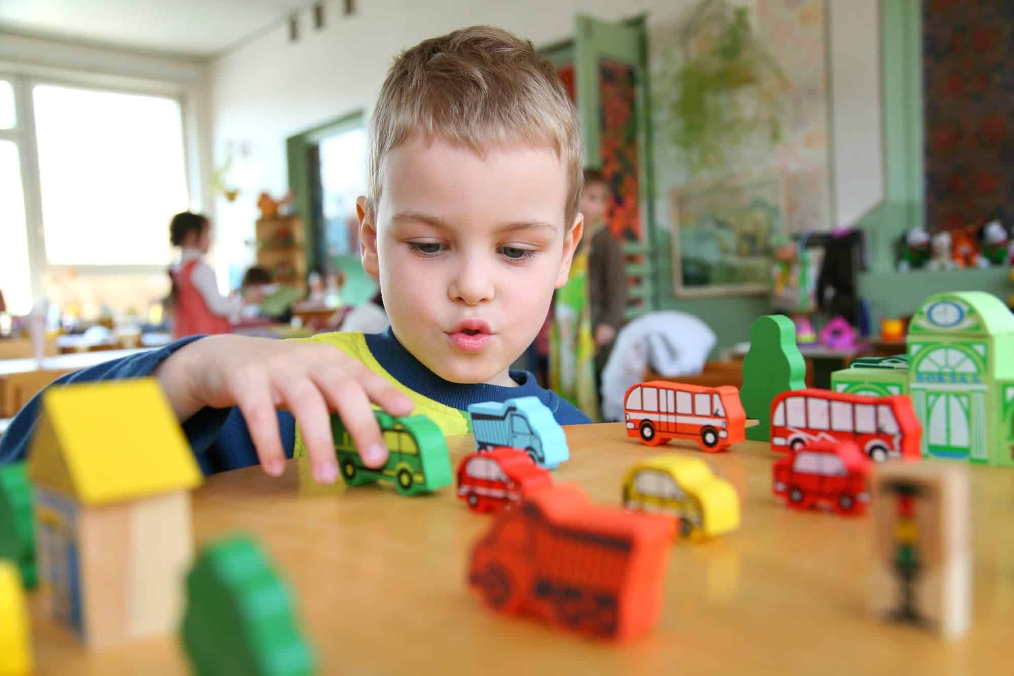 close up of child playing at daycare