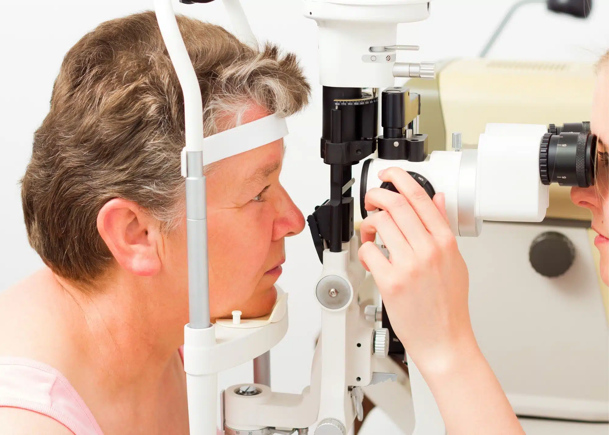 Older woman gets her eyes checked